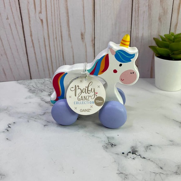 Ganz Wooden Unicorn Push Toy 4.25" Baby - Picture 1 of 7